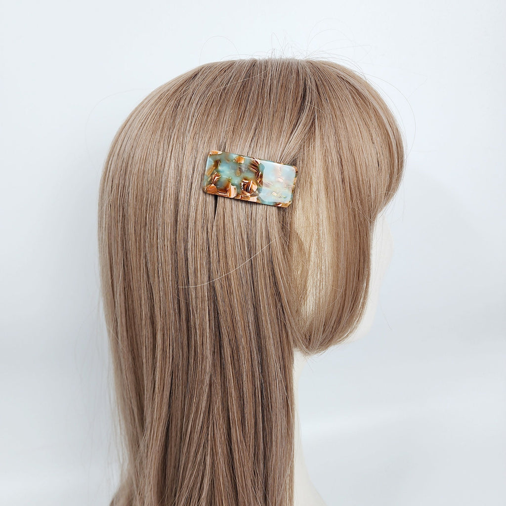 Fashionable Leopard Pure Dela Ultra Mini Rectangular Hair Barrette (2.0 Inch) / Cute French Hair Pin / Automatic Hair Clip
