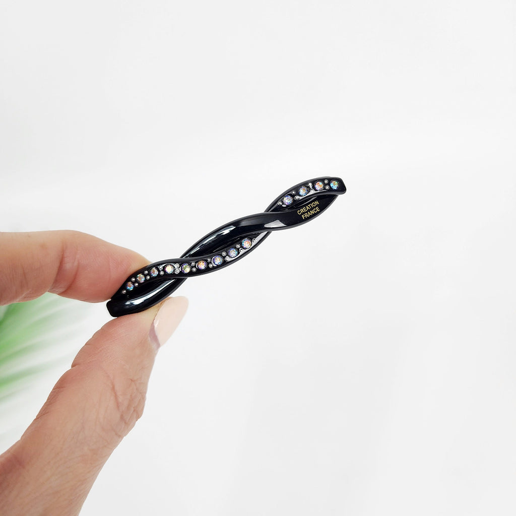 Pure Twisted Cubic Line Hair Barrette (2.6 Inch) / Cute French Hair Pin / Automatic Hair Clip