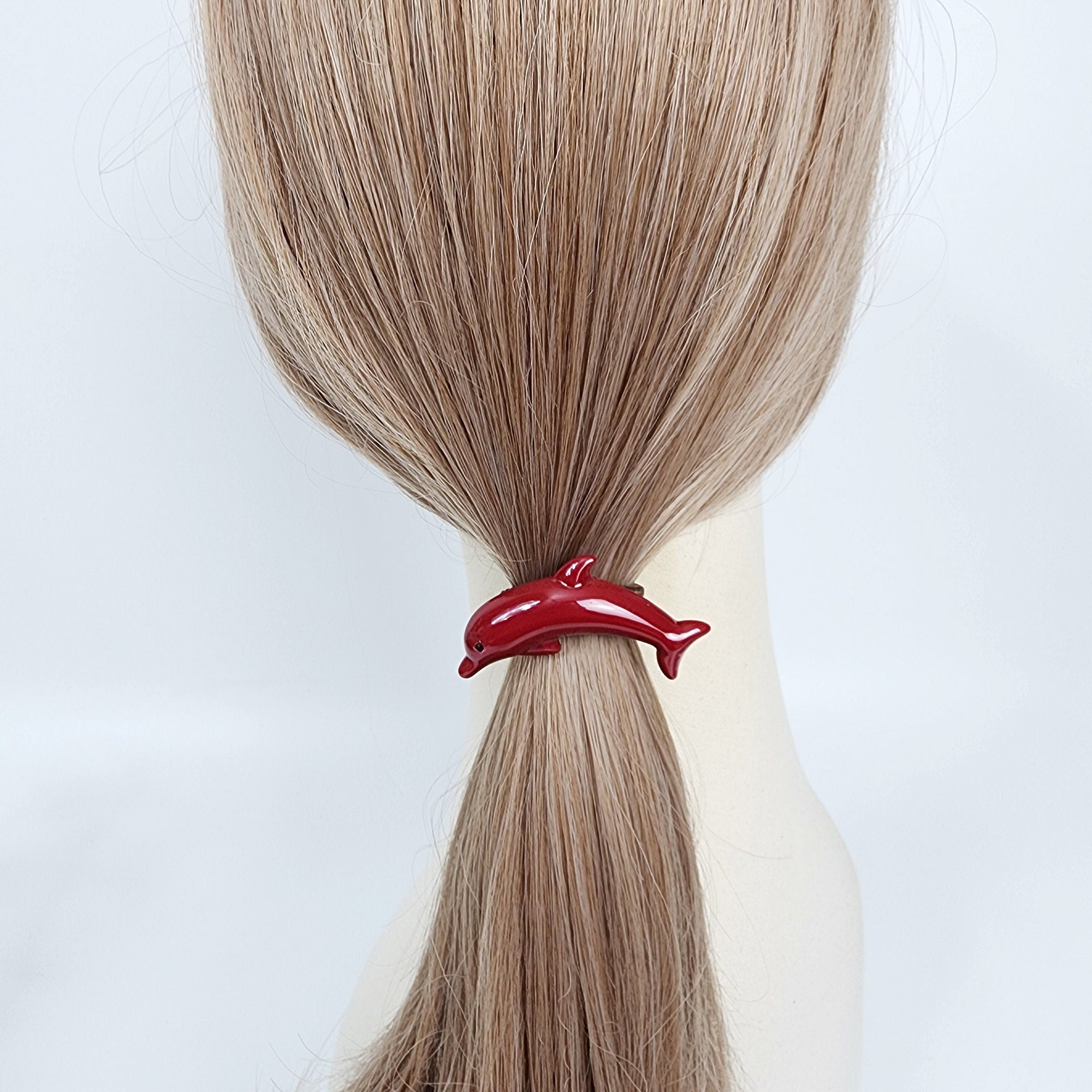 Flying Dolphin Ponytail Elastic Hair Tie (2.2 Inch) / Simple Cute Ponytail Holder / Hair Accessory for Woman / French Hair Tie