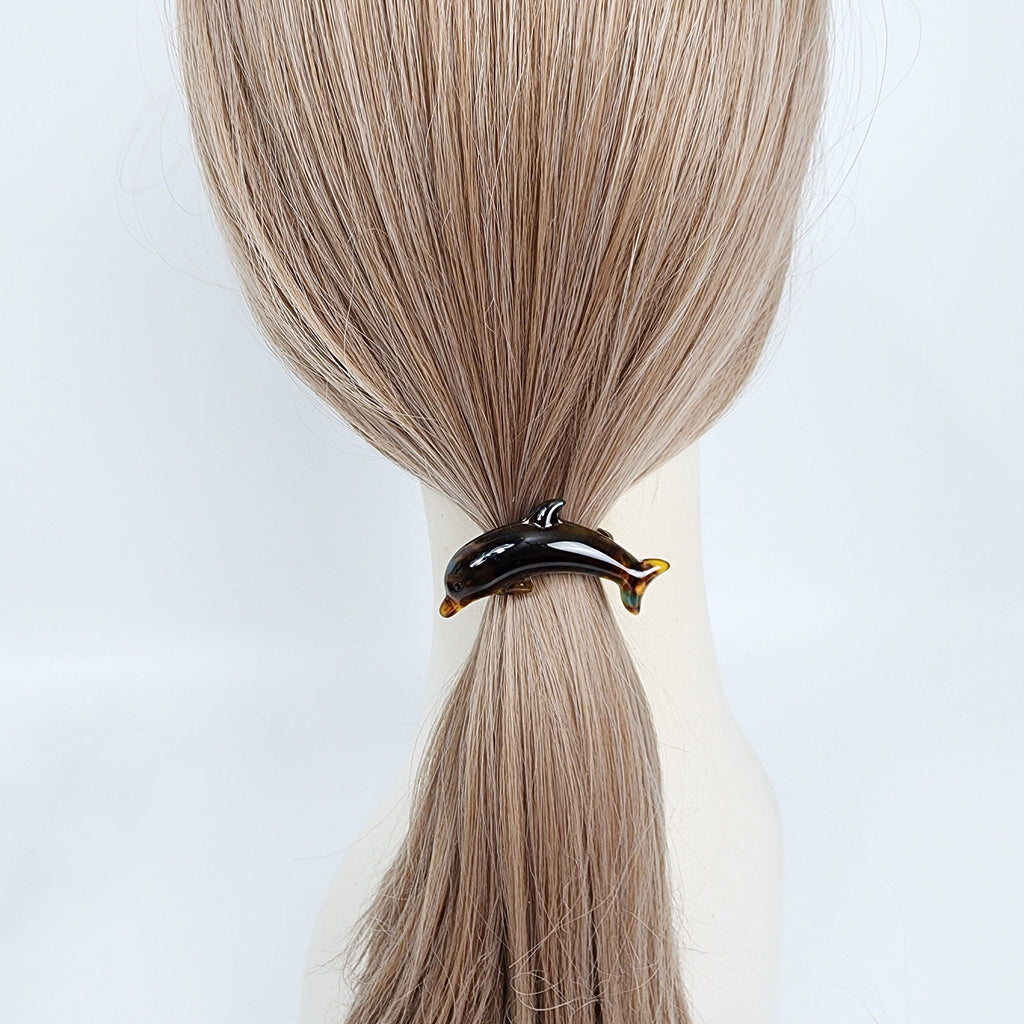 Flying Dolphin Ponytail Elastic Hair Tie (2.2 Inch) / Simple Cute Ponytail Holder / Hair Accessory for Woman / French Hair Tie
