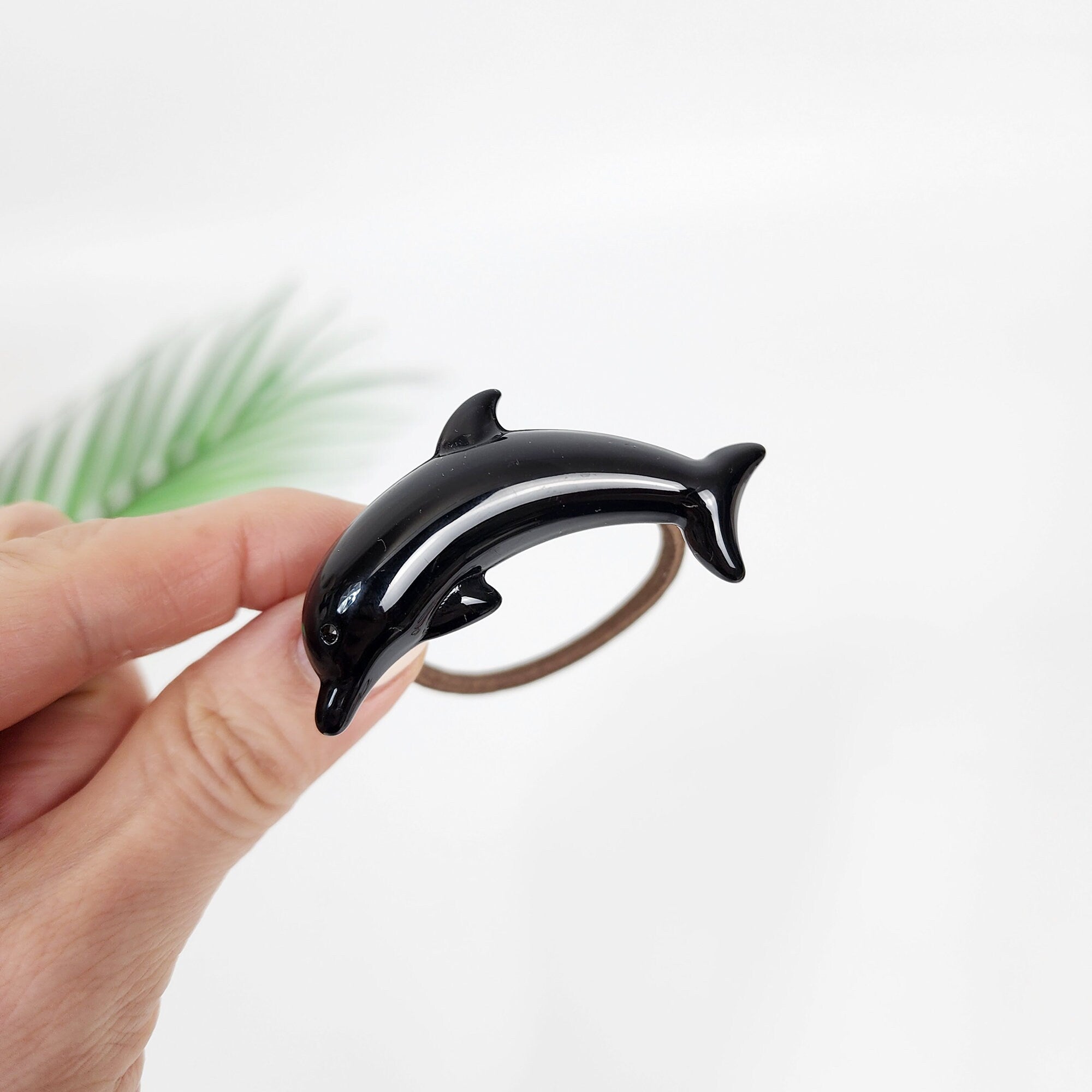 Flying Dolphin Ponytail Elastic Hair Tie (2.2 Inch) / Simple Cute Ponytail Holder / Hair Accessory for Woman / French Hair Tie