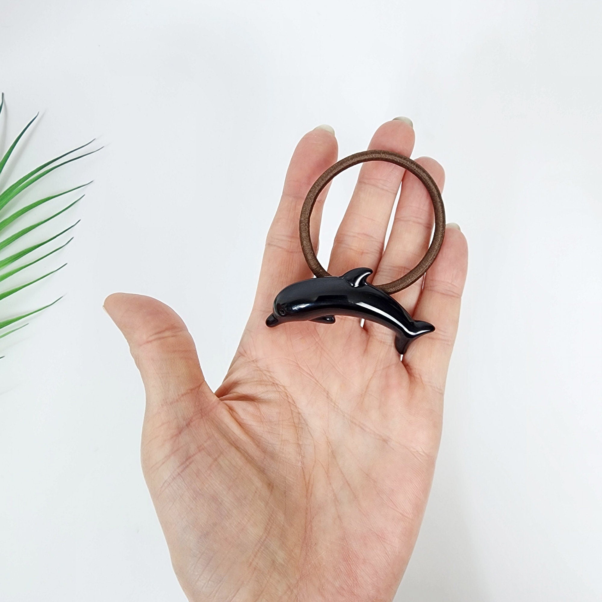 Flying Dolphin Ponytail Elastic Hair Tie (2.2 Inch) / Simple Cute Ponytail Holder / Hair Accessory for Woman / French Hair Tie