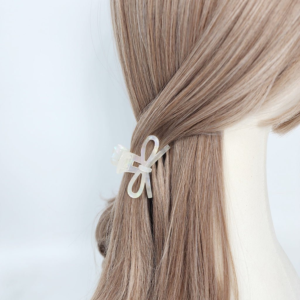 Leopard Gift Ribbon Small Point Half-Tie Hair Clip (2.4 Inch) / Cute Tortoise Shell French Hair Pin / Small Hair Clips