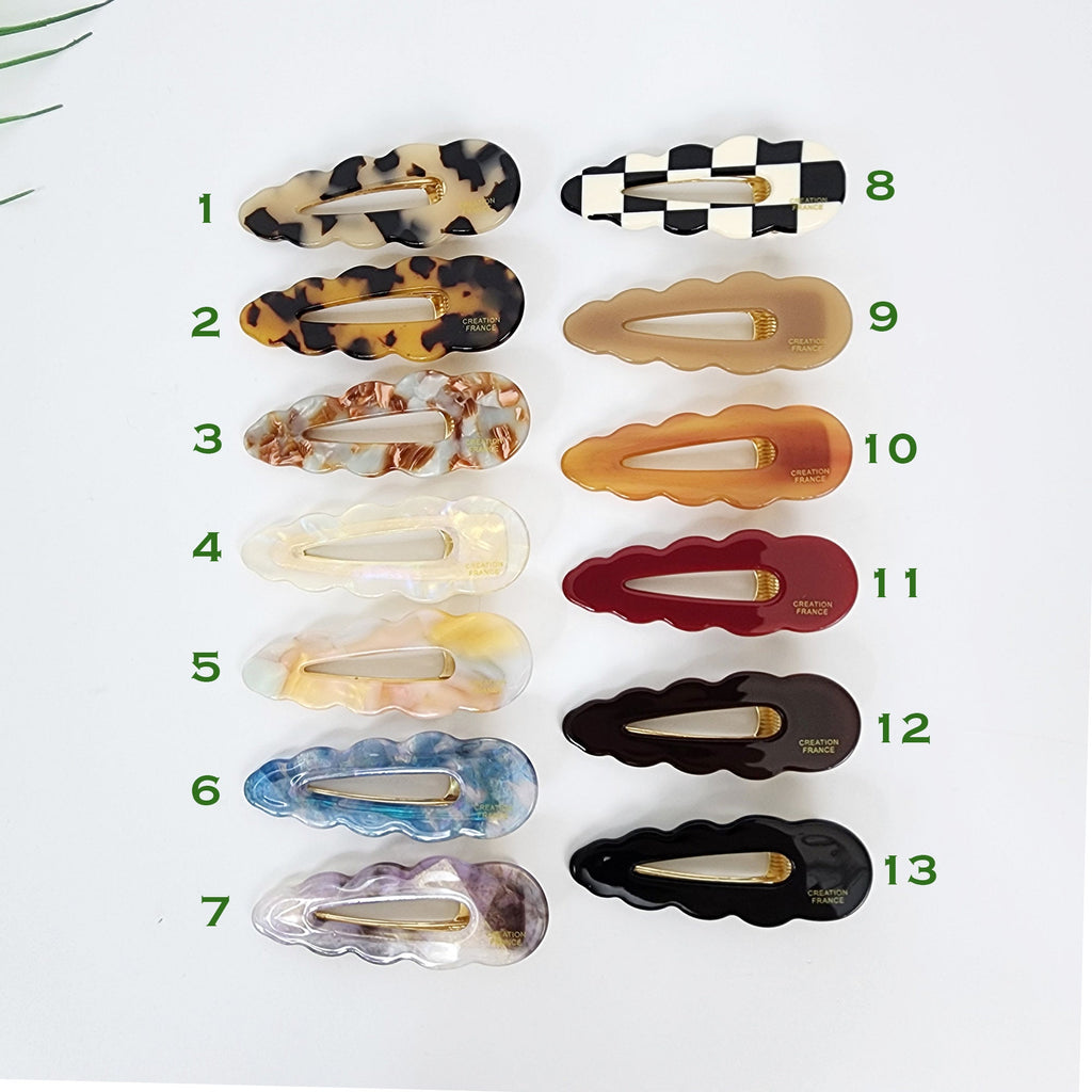 Triangle Round Frill Side Hair Clip (2.7 Inch) / Cute French Pin / Alligator Hair Clip for Woman
