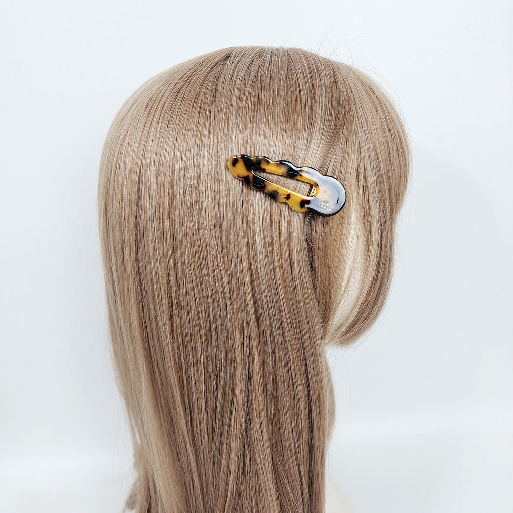 Triangle Round Frill Side Hair Clip (2.7 Inch) / Cute French Pin / Alligator Hair Clip for Woman
