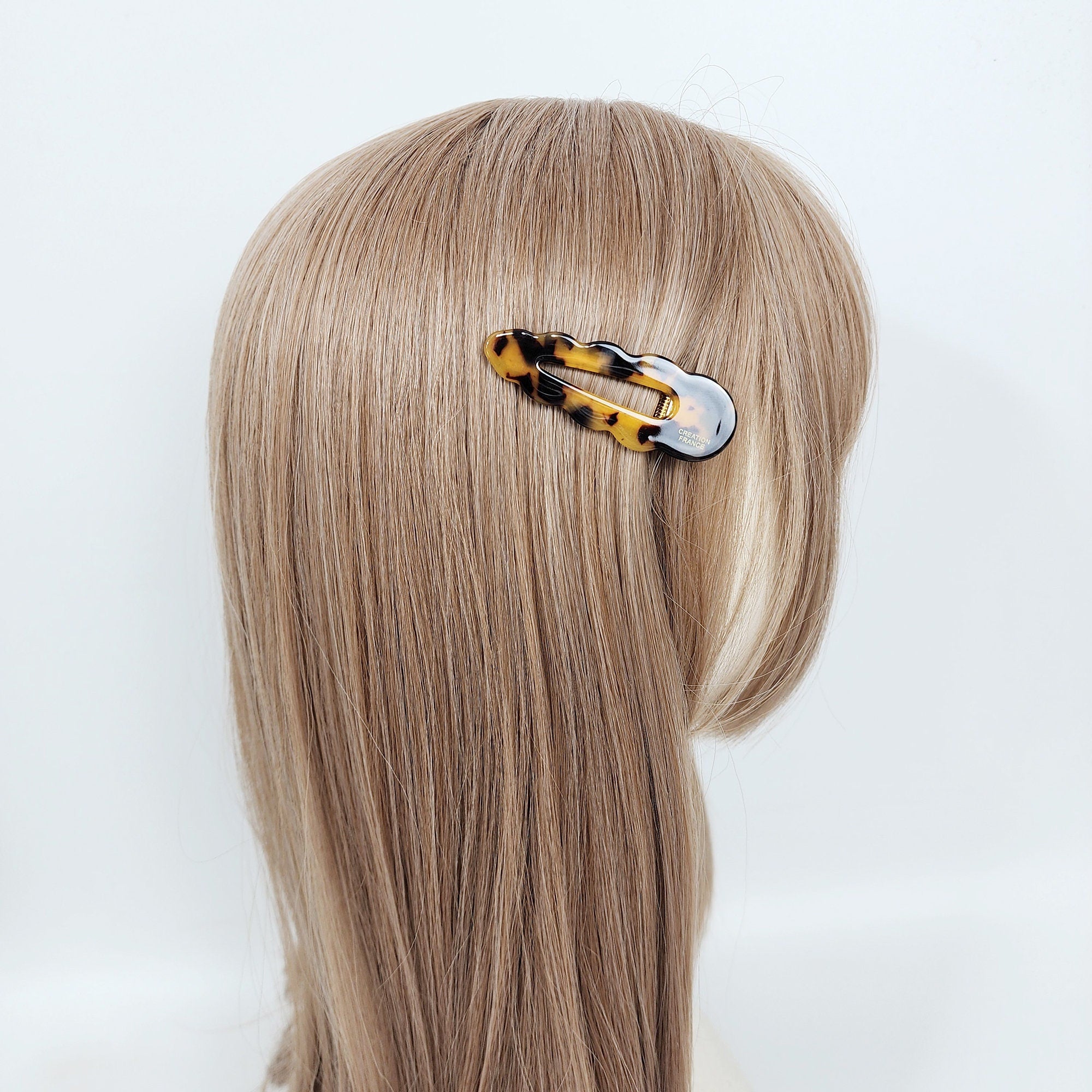 Triangle Round Frill Side Hair Clip (2.7 Inch) / Cute French Pin / Alligator Hair Clip for Woman