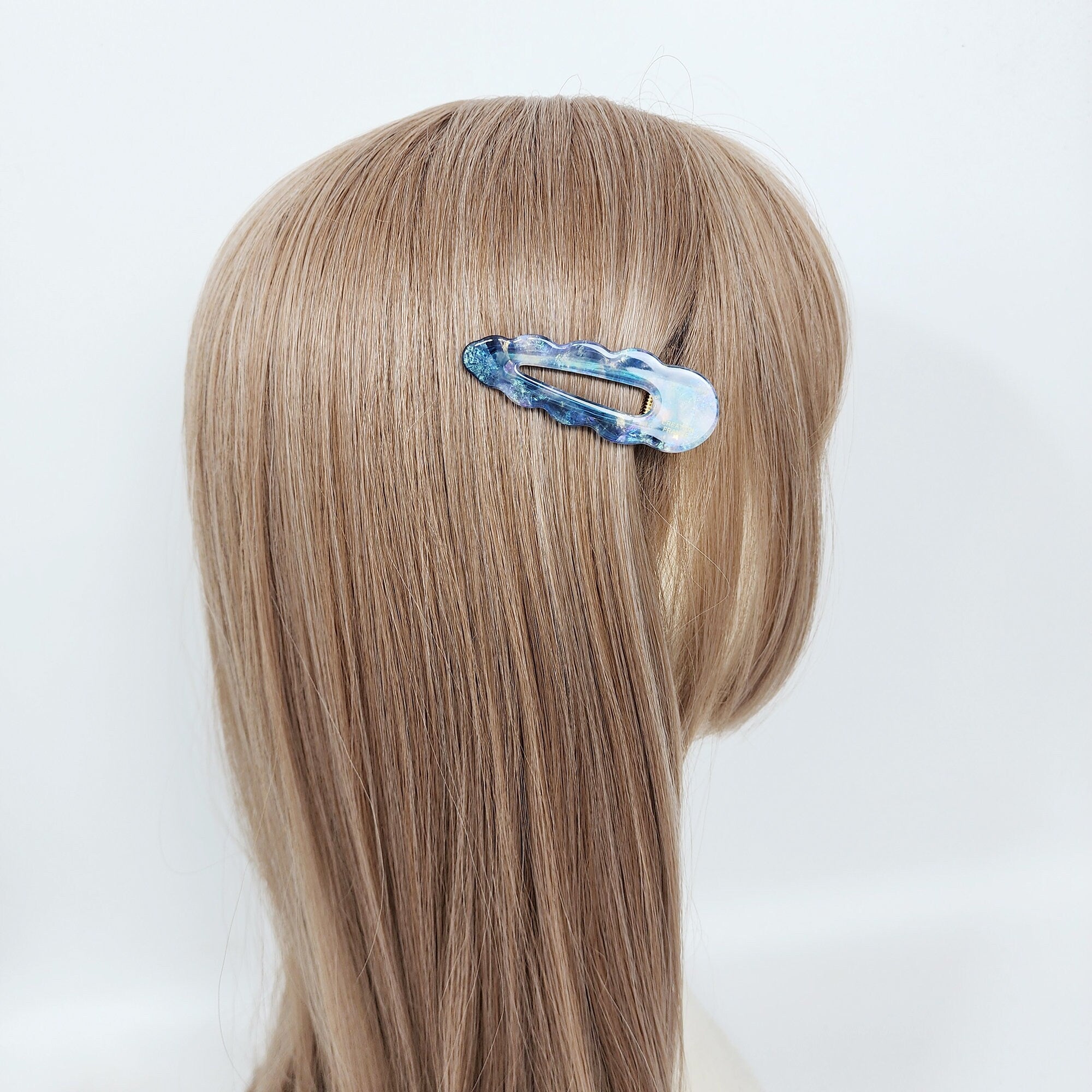 Triangle Round Frill Side Hair Clip (2.7 Inch) / Cute French Pin / Alligator Hair Clip for Woman