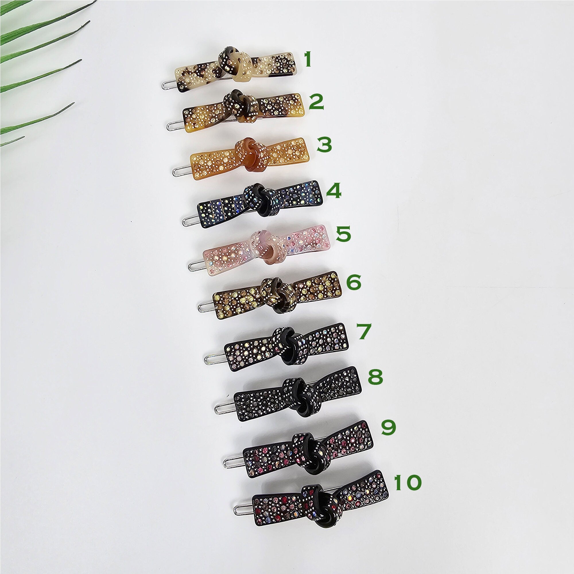 Cubic Stone Straight Knot Bobby Pin (2.0 Inch) / Tortoise Marble French Hair Pin Clip / Hair Accessory for Woman / Bow Barrette