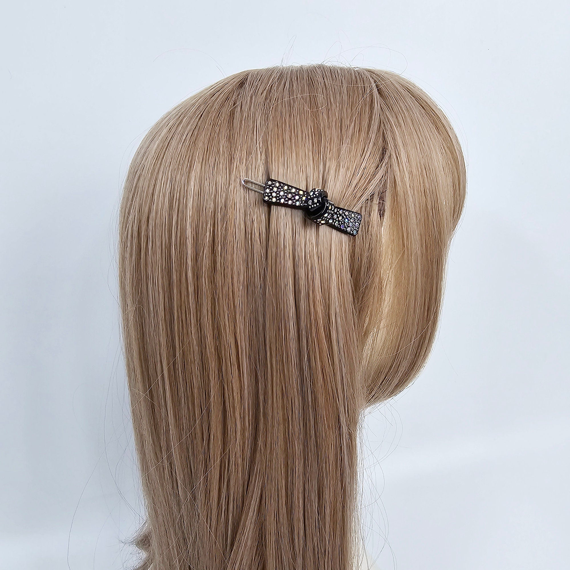 Cubic Stone Straight Knot Bobby Pin (2.0 Inch) / Tortoise Marble French Hair Pin Clip / Hair Accessory for Woman / Bow Barrette