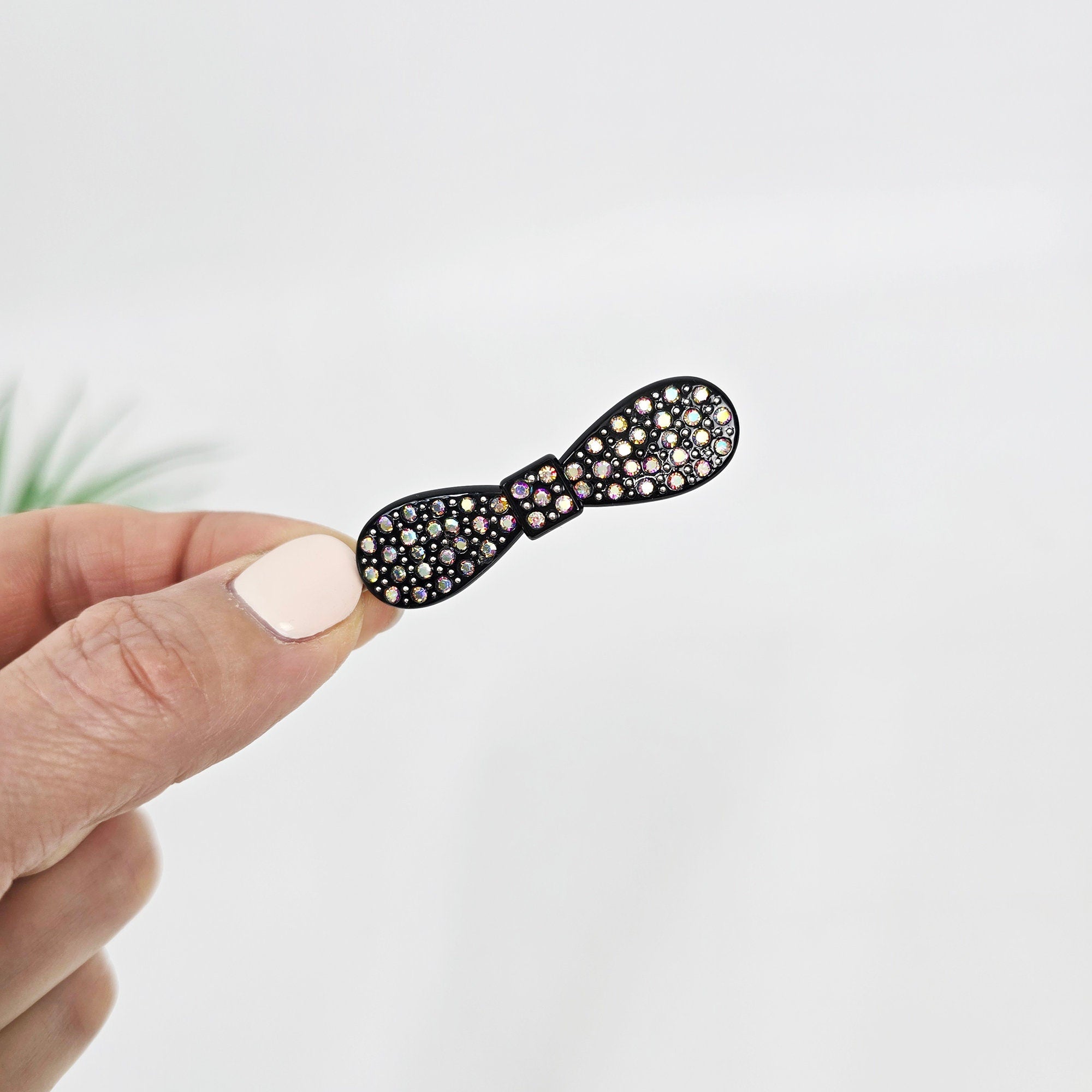 Lucid Cubic Stone Round Ribbon Bobby Pin (2.0 Inch) / Tortoise Marble French Hair Pin Clip / Hair Accessory for Woman / Bow Barrette