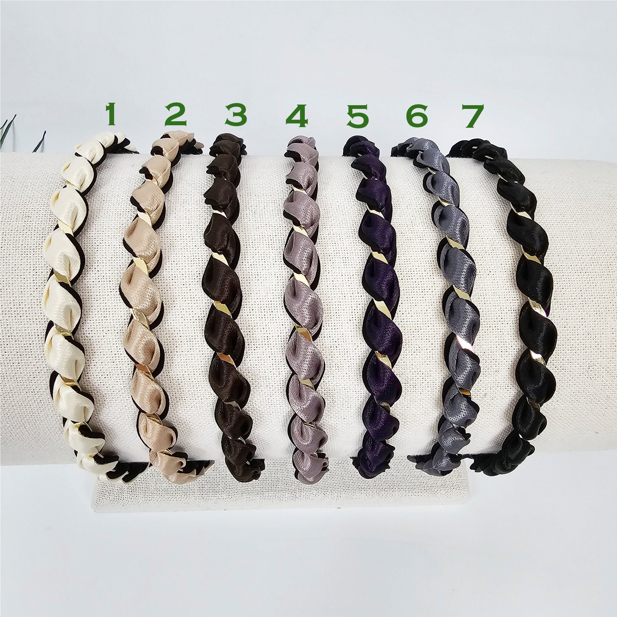 Daily Satin Gold Chain Twisted Thin Hairband (0.5 Inch) / Hair Accessories for Woman