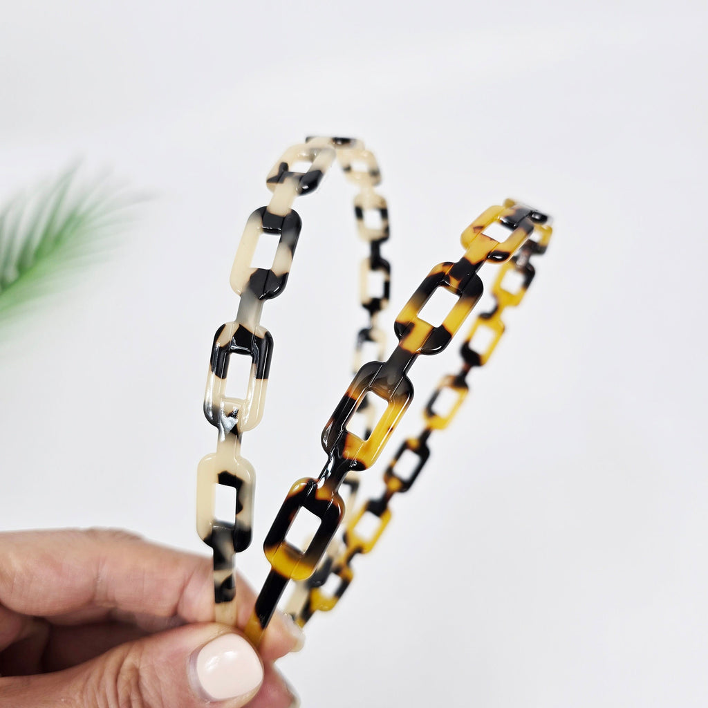 Leopard Square Chain Thin Headband (0.5 Inch) / Hair Accessories for Woman / Alice Headband