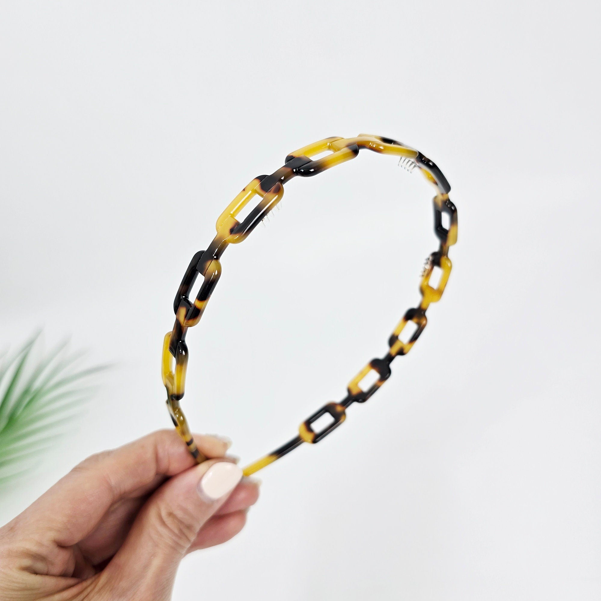 Leopard Square Chain Thin Headband (0.5 Inch) / Hair Accessories for Woman / Alice Headband