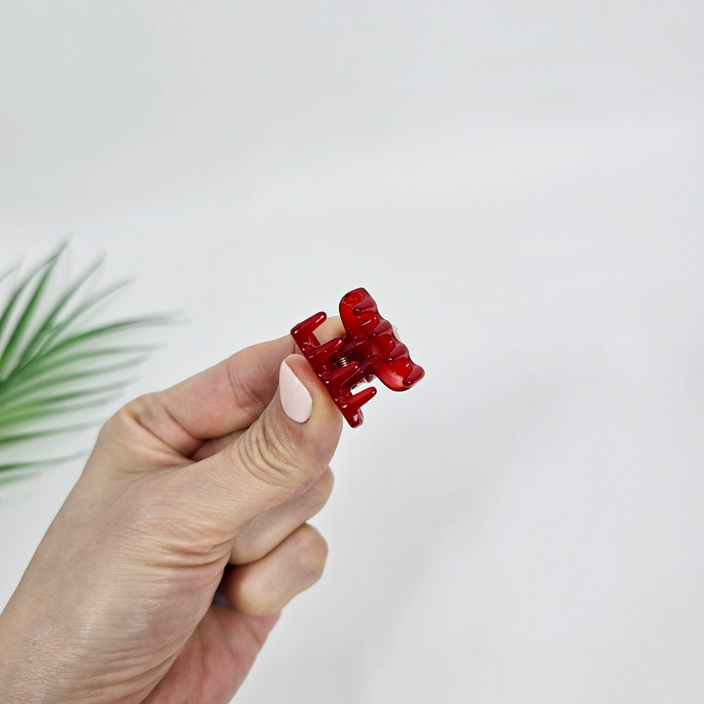 Luxurious Ultra Mini Round Square Point Hair Claw Clip (1.0 Inch) / Cute Tortoise Shell French Hair Pin / Small Hair Clips