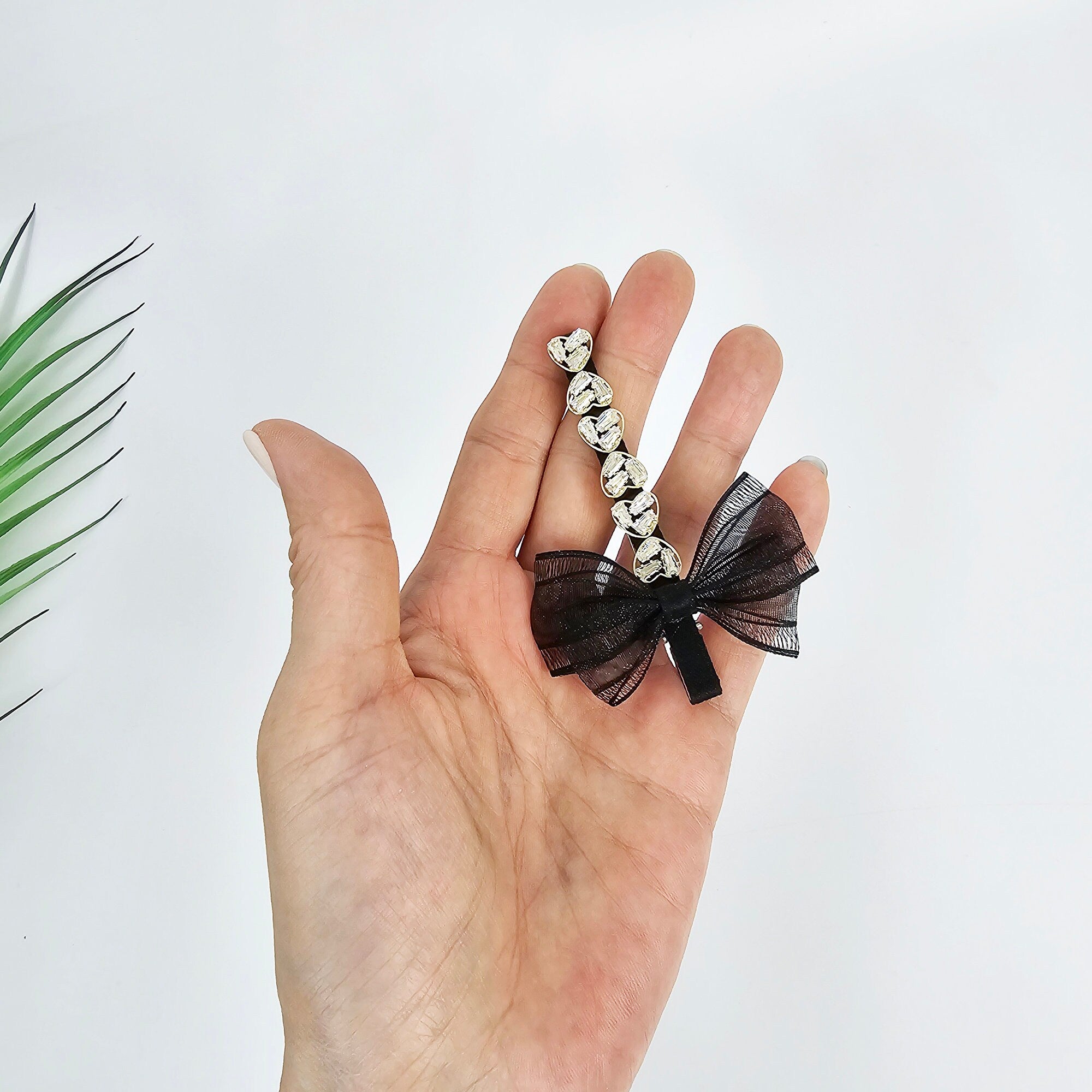 Ballerina Chiffon Ribbon Cubic Side Clip Long Hair Claw Clip (3.1 Inch) / Vivid Color Hair Pin / Alligator Hair Clip for Woman