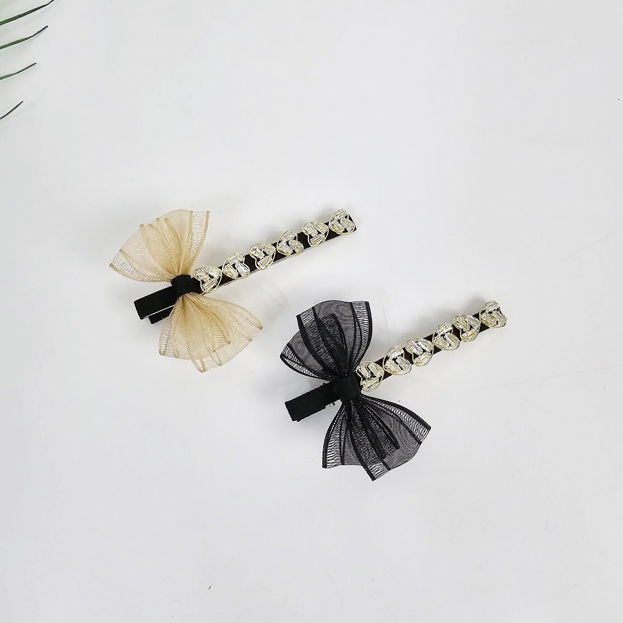 Ballerina Chiffon Ribbon Cubic Side Clip Long Hair Claw Clip (3.1 Inch) / Vivid Color Hair Pin / Alligator Hair Clip for Woman