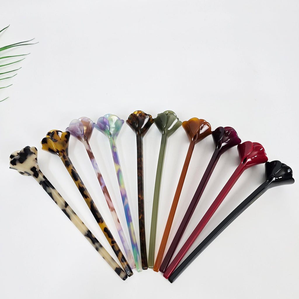 Blooming Rose Updo Hair Stick (6.5 Inch) / Vintage French Hair Pin / Hair Fork for Thick Hair