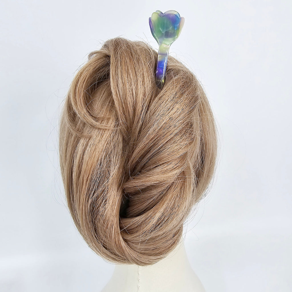 Blooming Rose Updo Hair Stick (6.5 Inch) / Vintage French Hair Pin / Hair Fork for Thick Hair