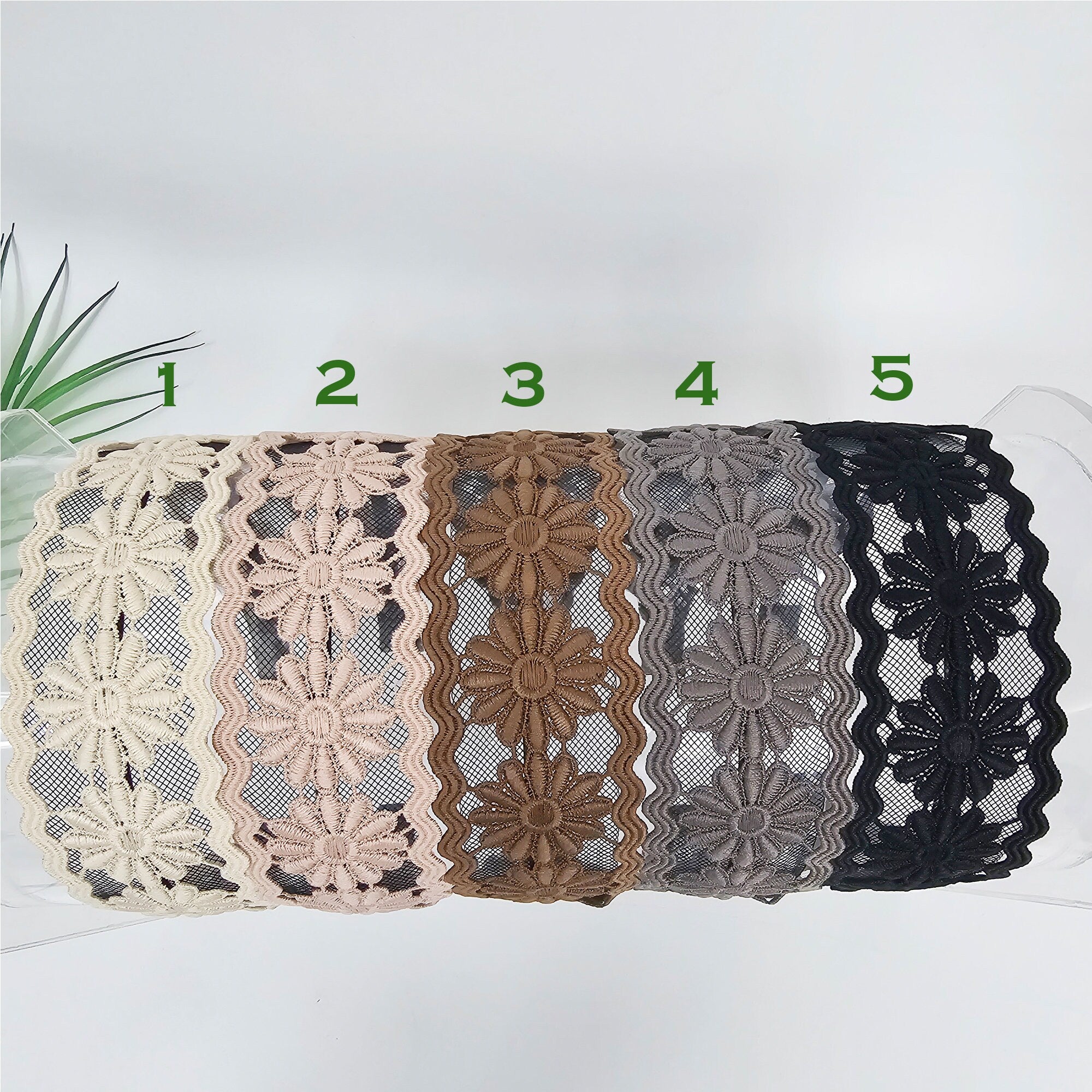 Handmade Sunflower Embroidery Lace Fabric Wide Headband (2.0 Inch) / Hair Accessories for Woman