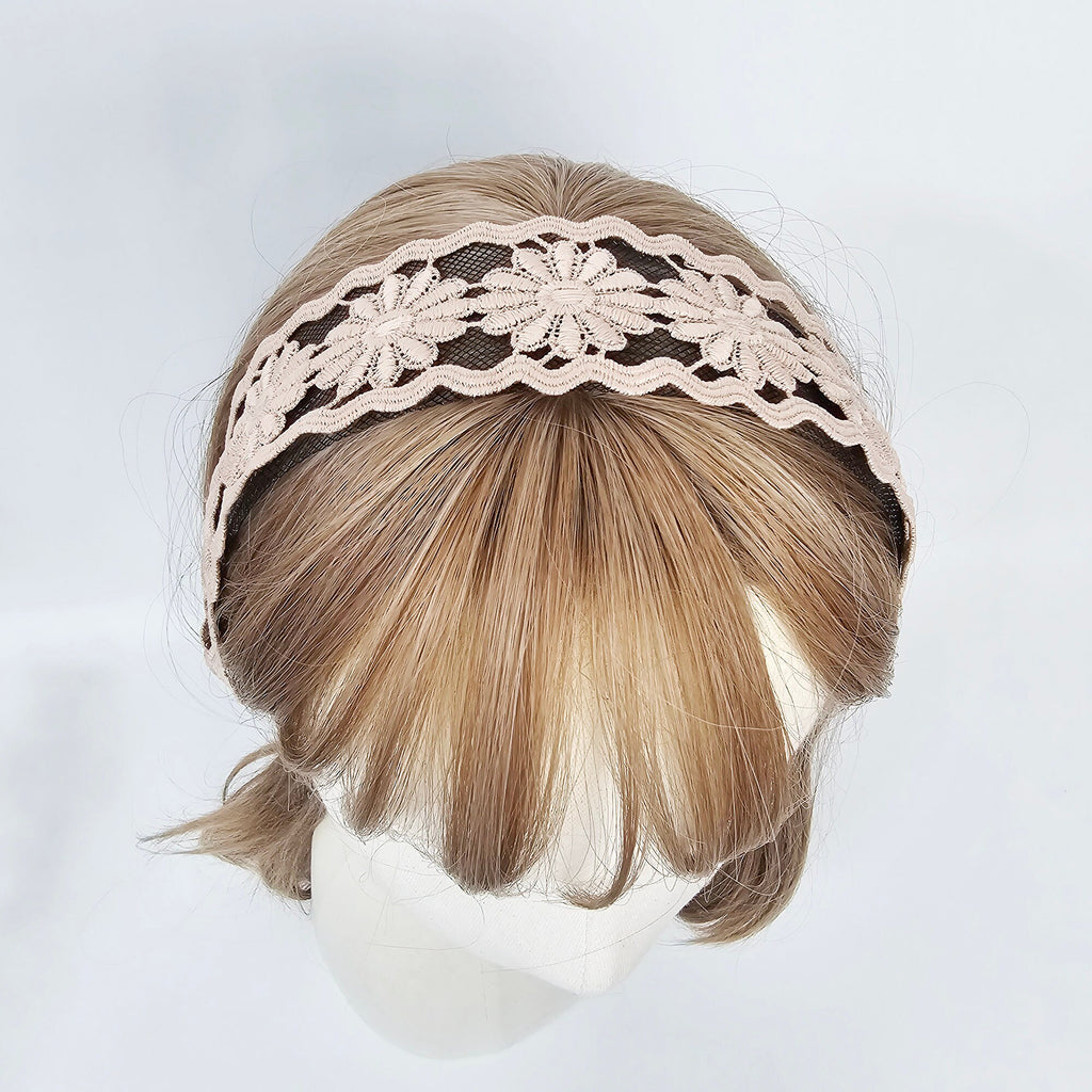 Handmade Sunflower Embroidery Lace Fabric Wide Headband (2.0 Inch) / Hair Accessories for Woman
