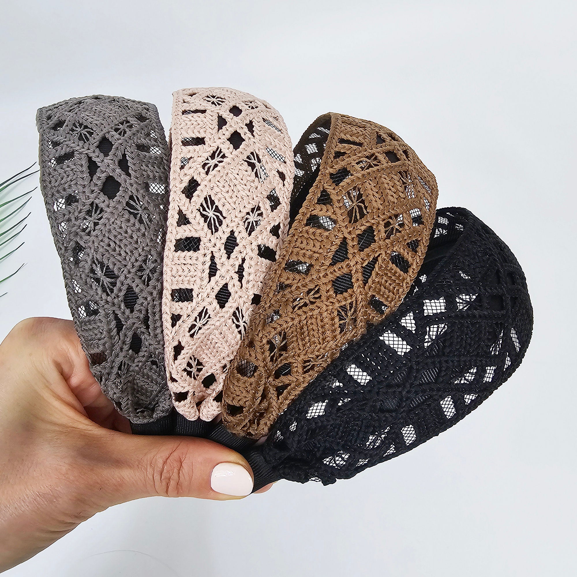 Handmade Knitted Embroidery Lace Fabric Wide Headband (1.8 Inch) / Hair Accessories for Woman