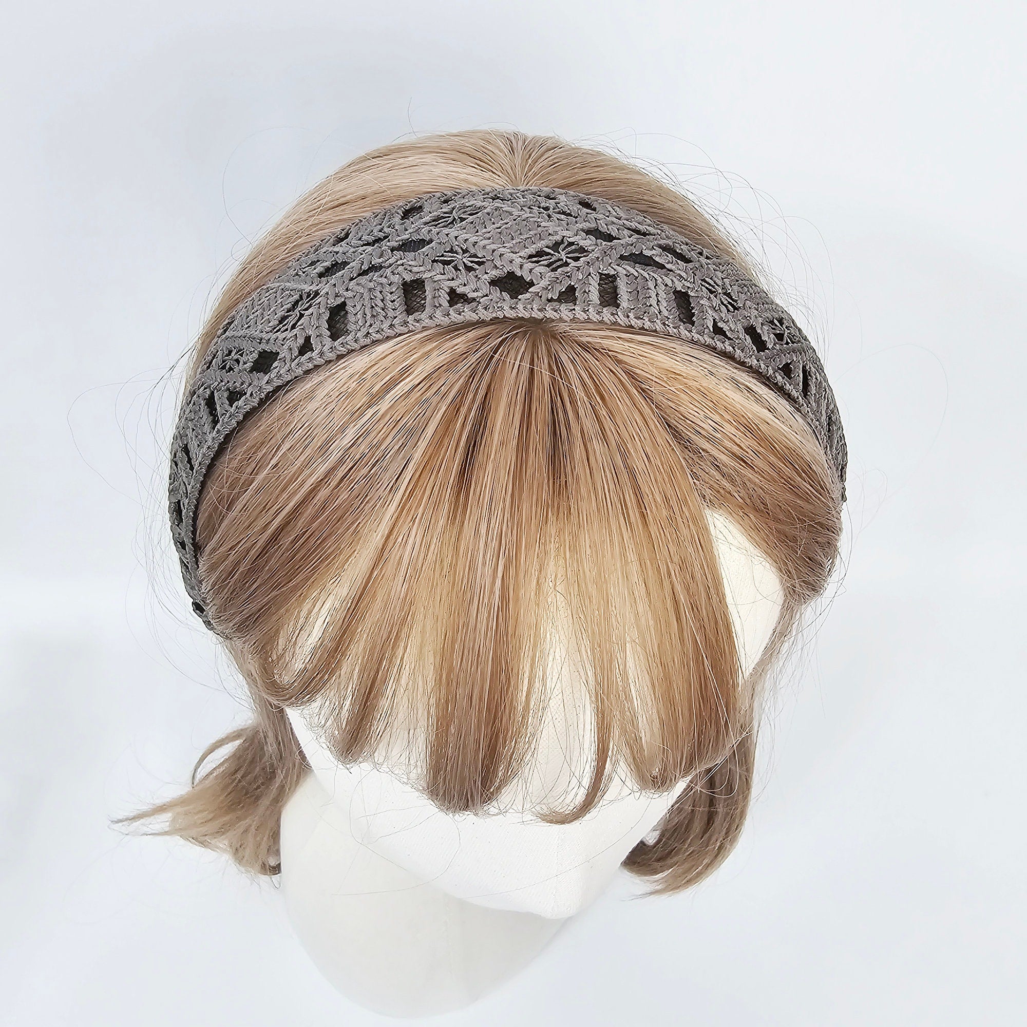 Handmade Knitted Embroidery Lace Fabric Wide Headband (1.8 Inch) / Hair Accessories for Woman
