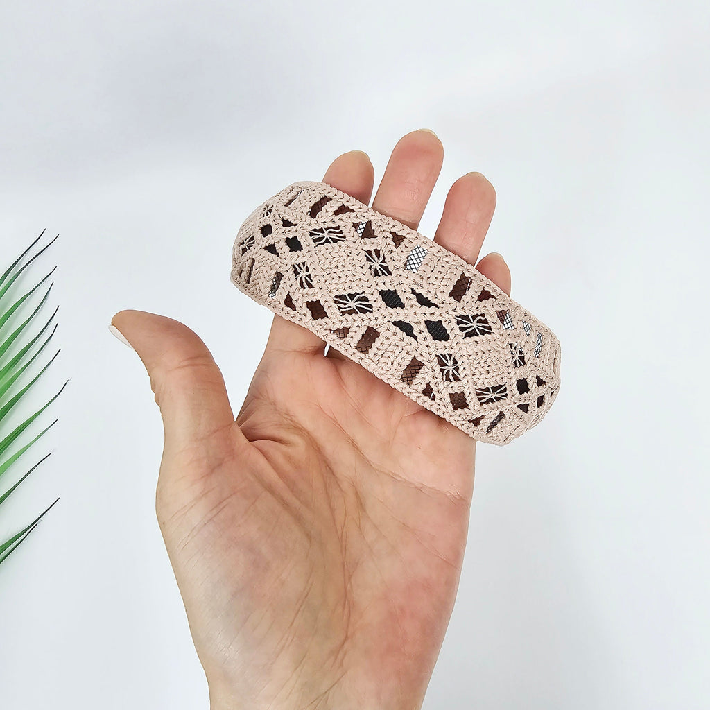 Handmade Knitted Embroidery Lace Fabric Wide Headband (1.8 Inch) / Hair Accessories for Woman