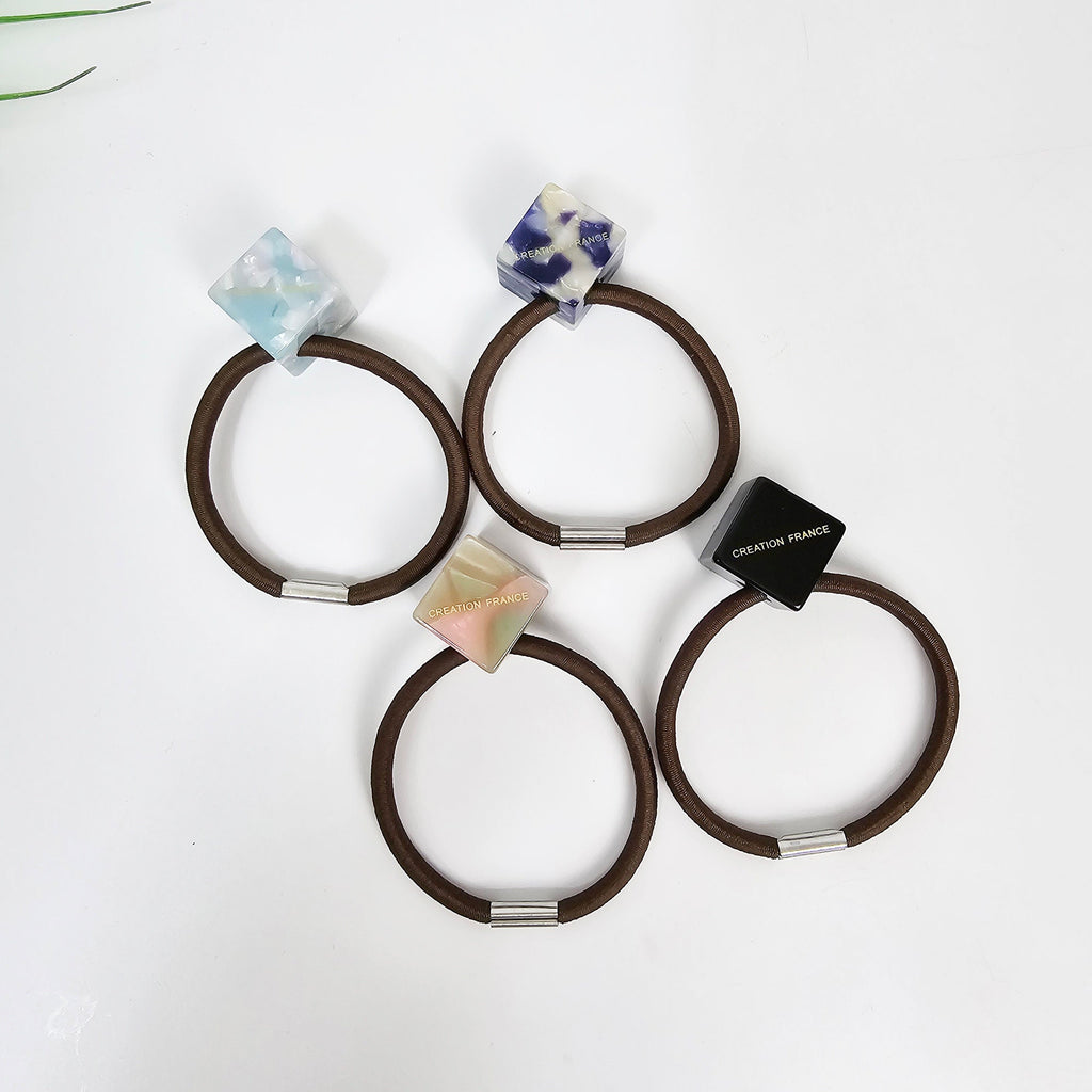 New Color Simple Cube Square Ponytail Hair Tie (0.7 Inch) / Simple Cute Ponytail Holder / Hair Accessory for Woman / French Hair Tie