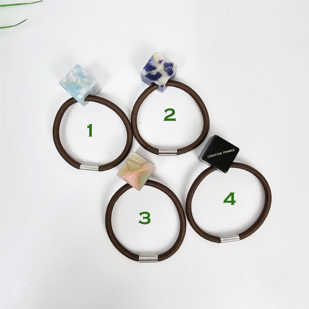 New Color Simple Cube Square Ponytail Hair Tie (0.7 Inch) / Simple Cute Ponytail Holder / Hair Accessory for Woman / French Hair Tie