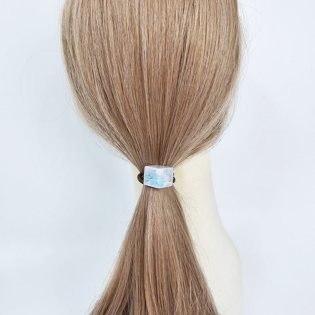 New Color Simple Cube Square Ponytail Hair Tie (0.7 Inch) / Simple Cute Ponytail Holder / Hair Accessory for Woman / French Hair Tie