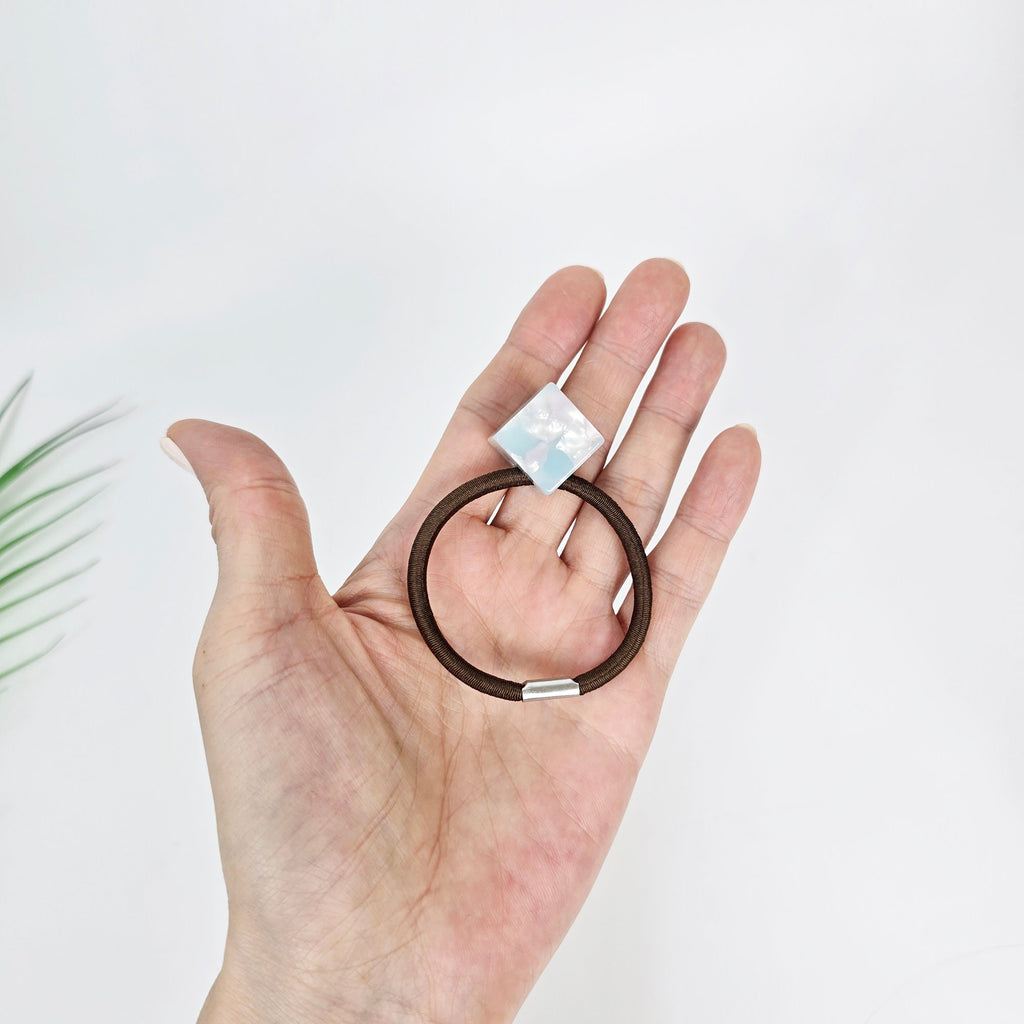 New Color Simple Cube Square Ponytail Hair Tie (0.7 Inch) / Simple Cute Ponytail Holder / Hair Accessory for Woman / French Hair Tie