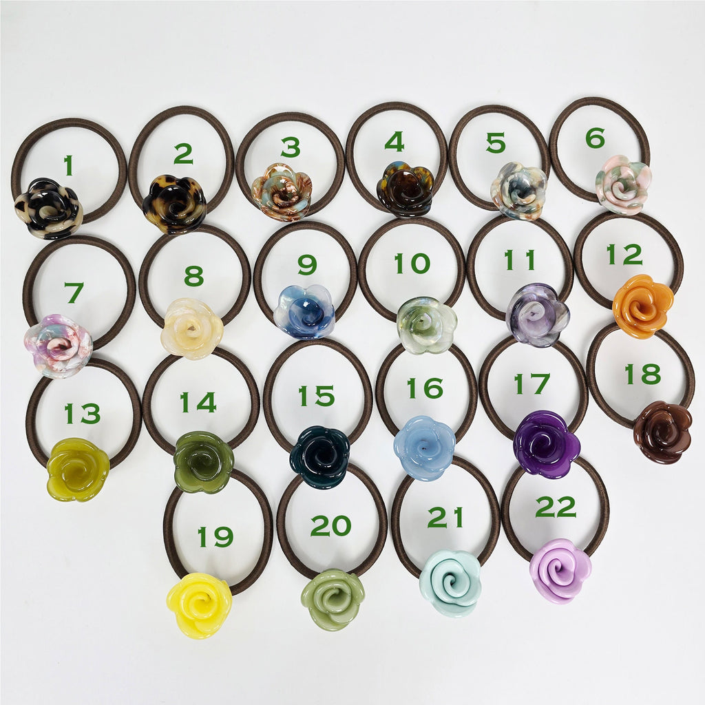 Leopard Blooming Rose Ponytail Hair Tie / Simple Cute Ponytail Holder / Hair Accessory for Woman / French Hair Tie