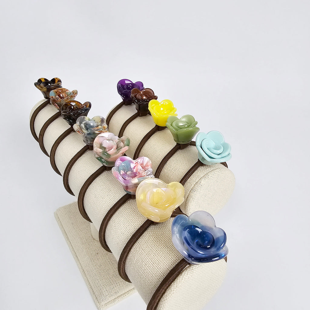 Leopard Blooming Rose Ponytail Hair Tie / Simple Cute Ponytail Holder / Hair Accessory for Woman / French Hair Tie