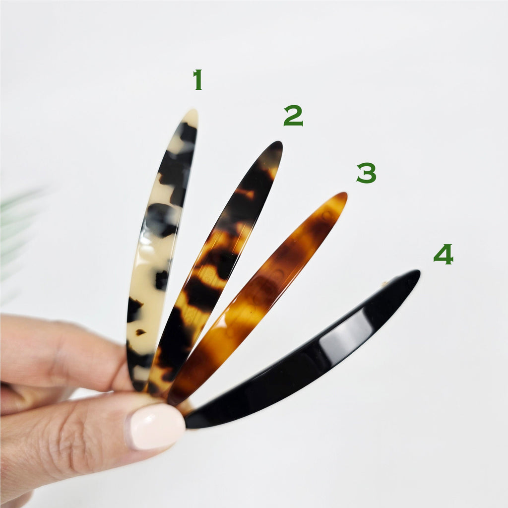 Luxurious Slim Long Oval Bobby Pin (3.1 Inch) / Tortoise Marble French Hair Pin Clip / Hair Accessory for Woman / Bow Barrette
