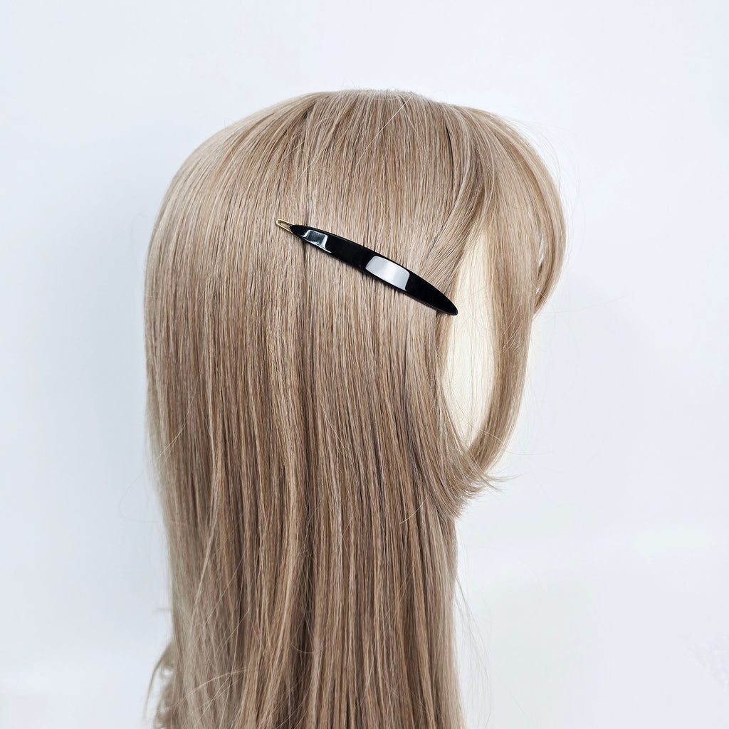 Luxurious Slim Long Oval Bobby Pin (3.1 Inch) / Tortoise Marble French Hair Pin Clip / Hair Accessory for Woman / Bow Barrette