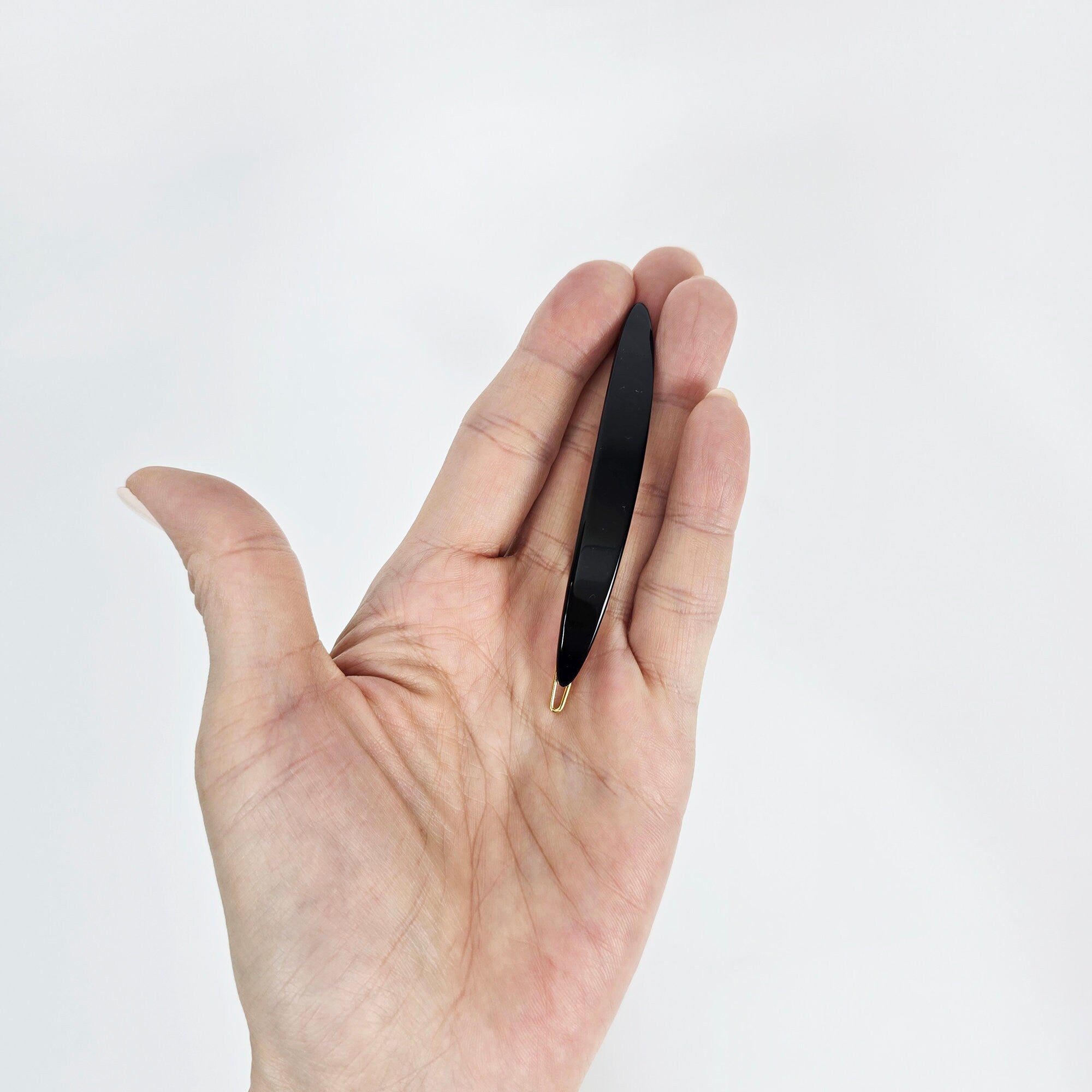 Luxurious Slim Long Oval Bobby Pin (3.1 Inch) / Tortoise Marble French Hair Pin Clip / Hair Accessory for Woman / Bow Barrette