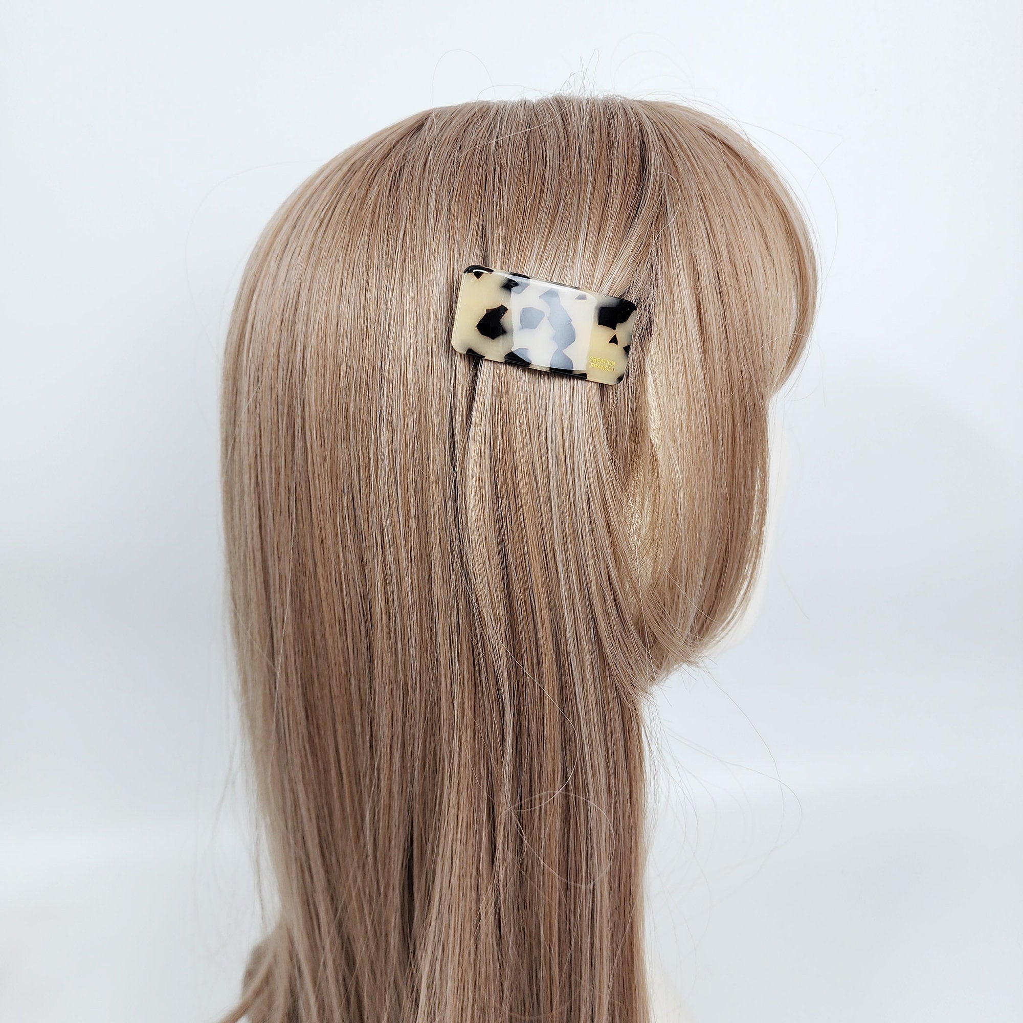 Fashionable Leopard Pure Dela Ultra Mini Rectangular Hair Barrette (2.0 Inch) / Cute French Hair Pin / Automatic Hair Clip
