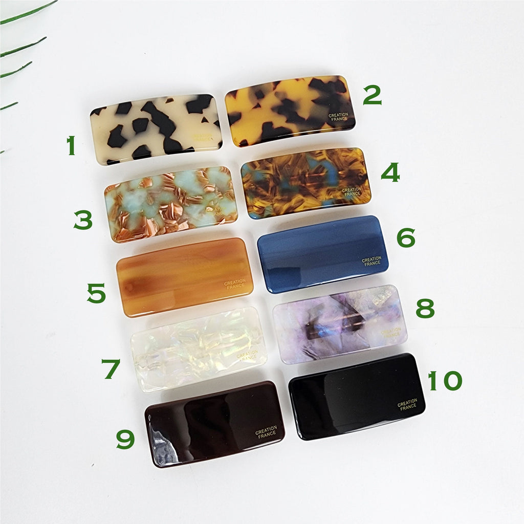 Fashionable Leopard Pure Dela Ultra Mini Rectangular Hair Barrette (2.0 Inch) / Cute French Hair Pin / Automatic Hair Clip
