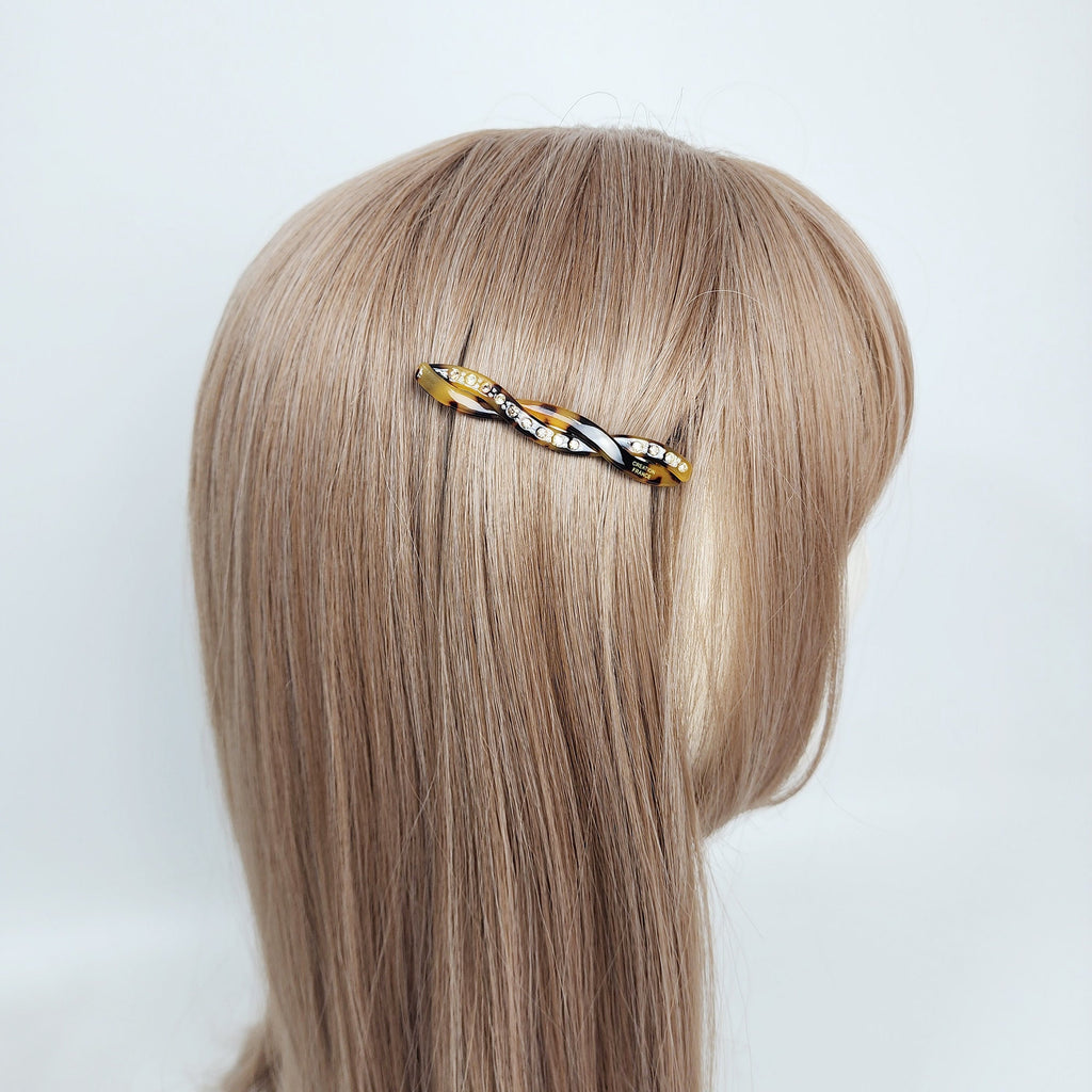 Pure Twisted Cubic Line Hair Barrette (2.6 Inch) / Cute French Hair Pin / Automatic Hair Clip