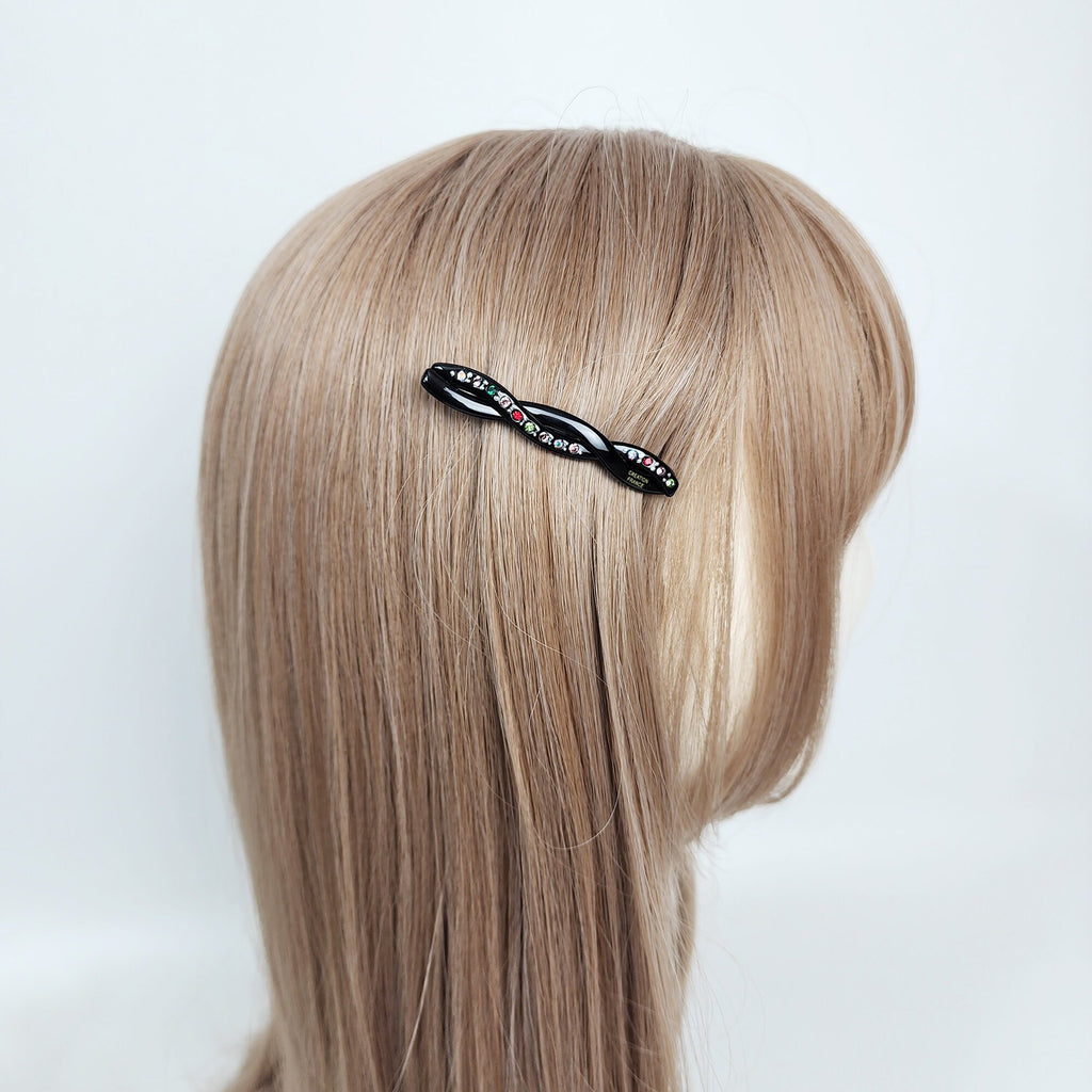 Pure Twisted Cubic Line Hair Barrette (2.6 Inch) / Cute French Hair Pin / Automatic Hair Clip