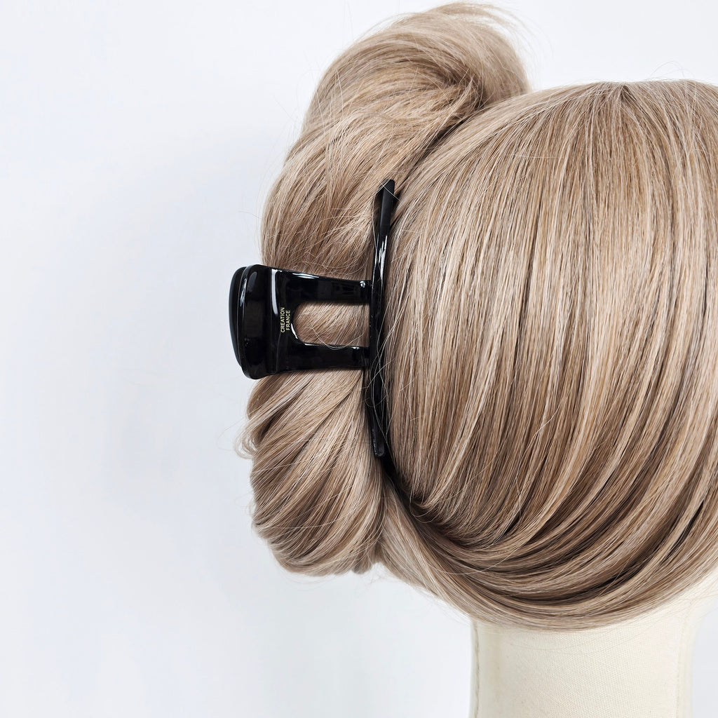Cheli Rectangular Straight Updo Half-Tie Hair Claw Clip (3.9 Inch) / Tortoise Shell French Hair Claw / Hair Barrette for Woman