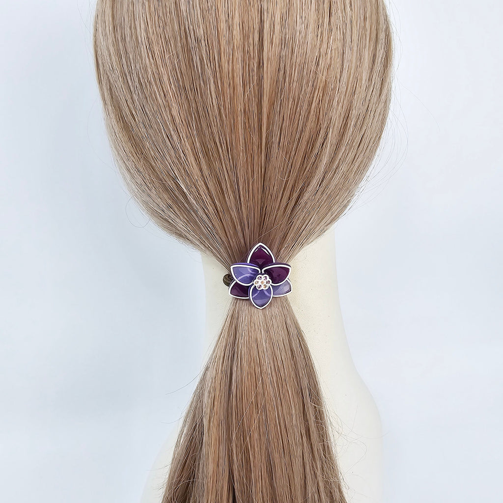 Lotus Pattern Ponytail Hair Tie (1.3 Inch) / Simple Cute Ponytail Holder / Hair Accessory for Woman / French Hair Tie