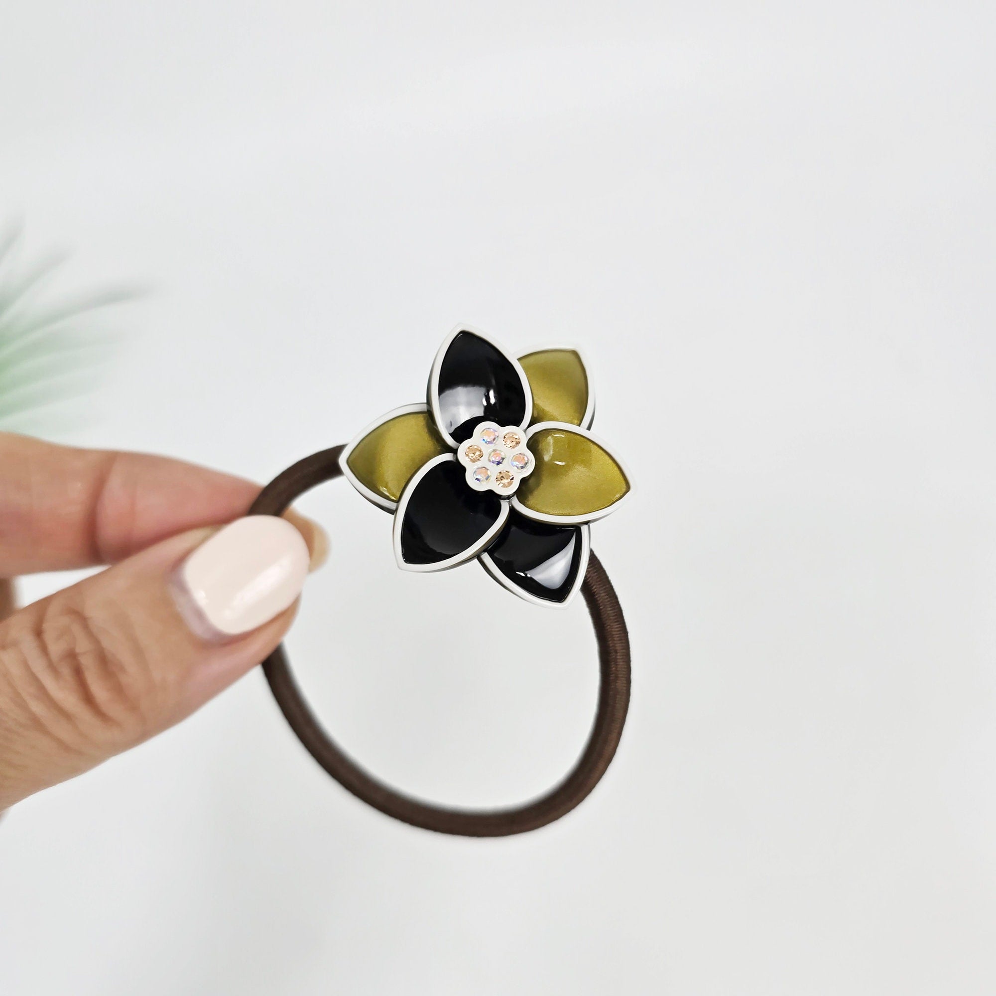 Lotus Pattern Ponytail Hair Tie (1.3 Inch) / Simple Cute Ponytail Holder / Hair Accessory for Woman / French Hair Tie