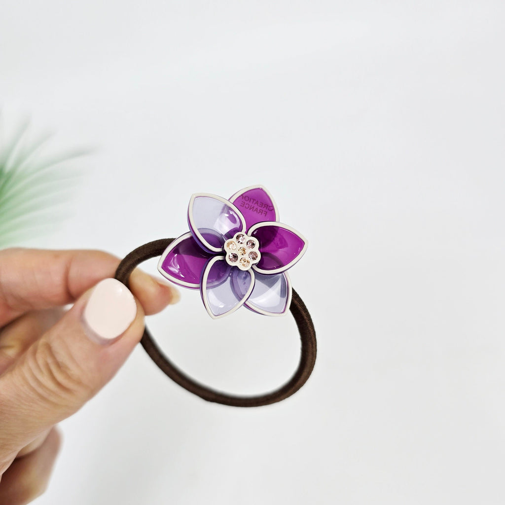 Lotus Pattern Ponytail Hair Tie (1.3 Inch) / Simple Cute Ponytail Holder / Hair Accessory for Woman / French Hair Tie