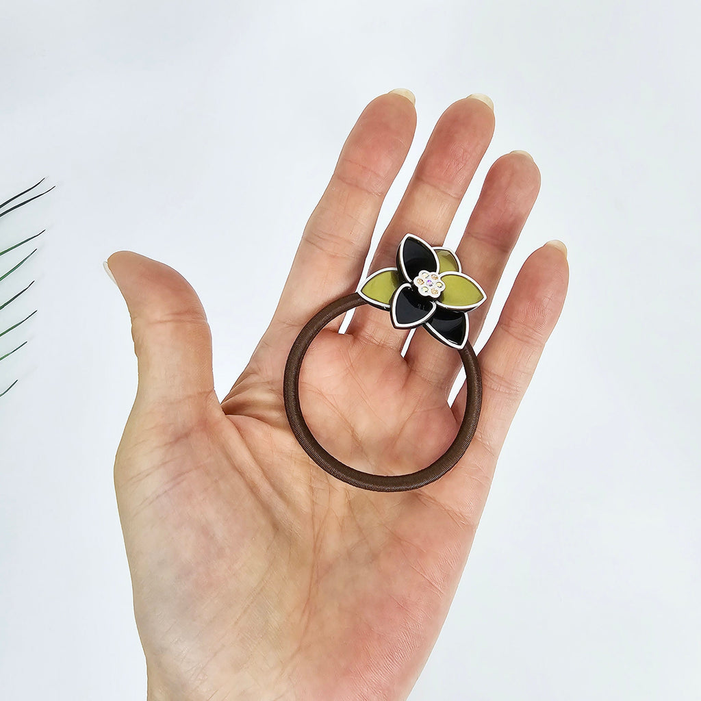 Lotus Pattern Ponytail Hair Tie (1.3 Inch) / Simple Cute Ponytail Holder / Hair Accessory for Woman / French Hair Tie