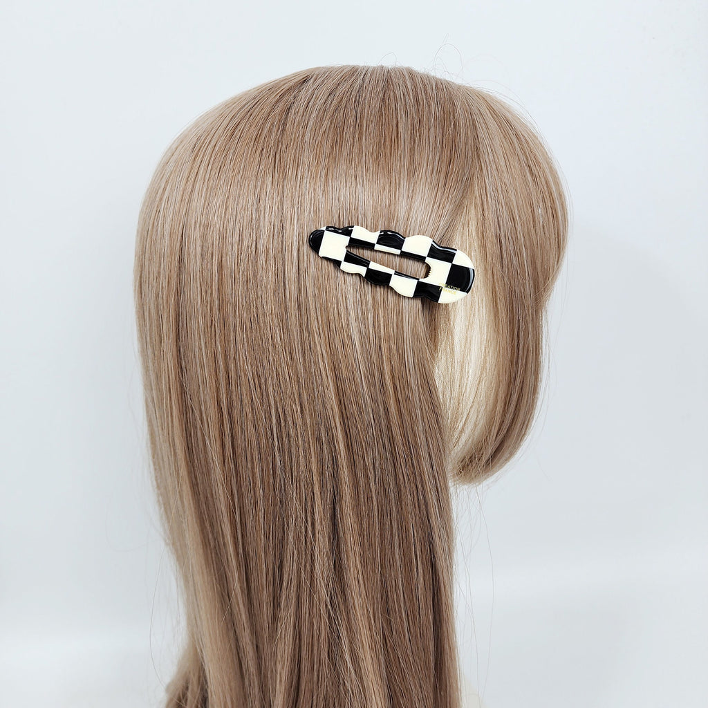Triangle Round Frill Side Hair Clip (2.7 Inch) / Cute French Pin / Alligator Hair Clip for Woman
