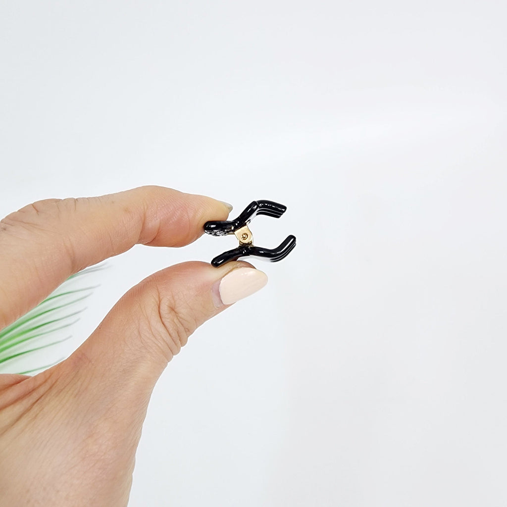 Kelsi Butterfly Point Mini Hair Claw Clip with Cubic (2 pieces in 1 set) / Cute Tortoise Shell French Hair Pin / Small Hair Clips