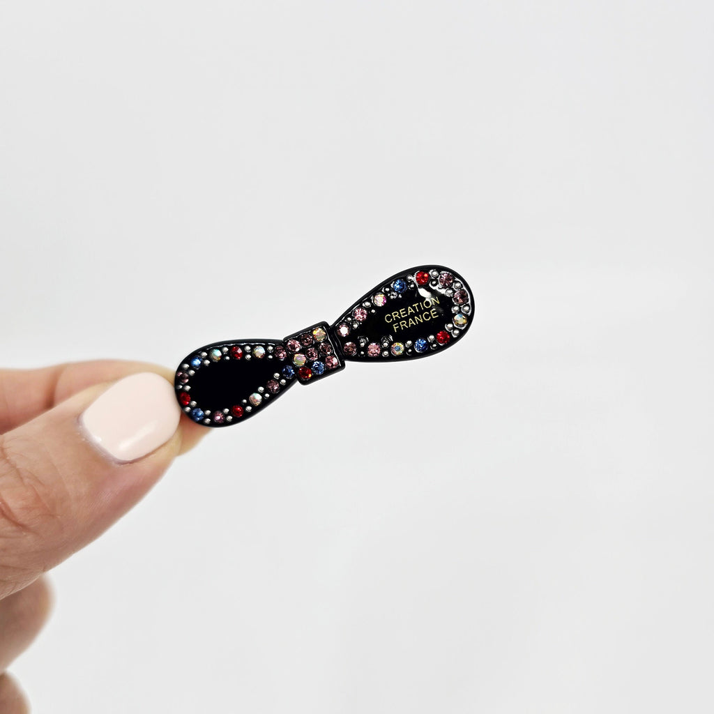 Claire Cubic Line Round Ribbon Bobby Pin (2.0 Inch) / Tortoise Marble French Hair Pin Clip / Hair Accessory for Woman / Bow Barrette