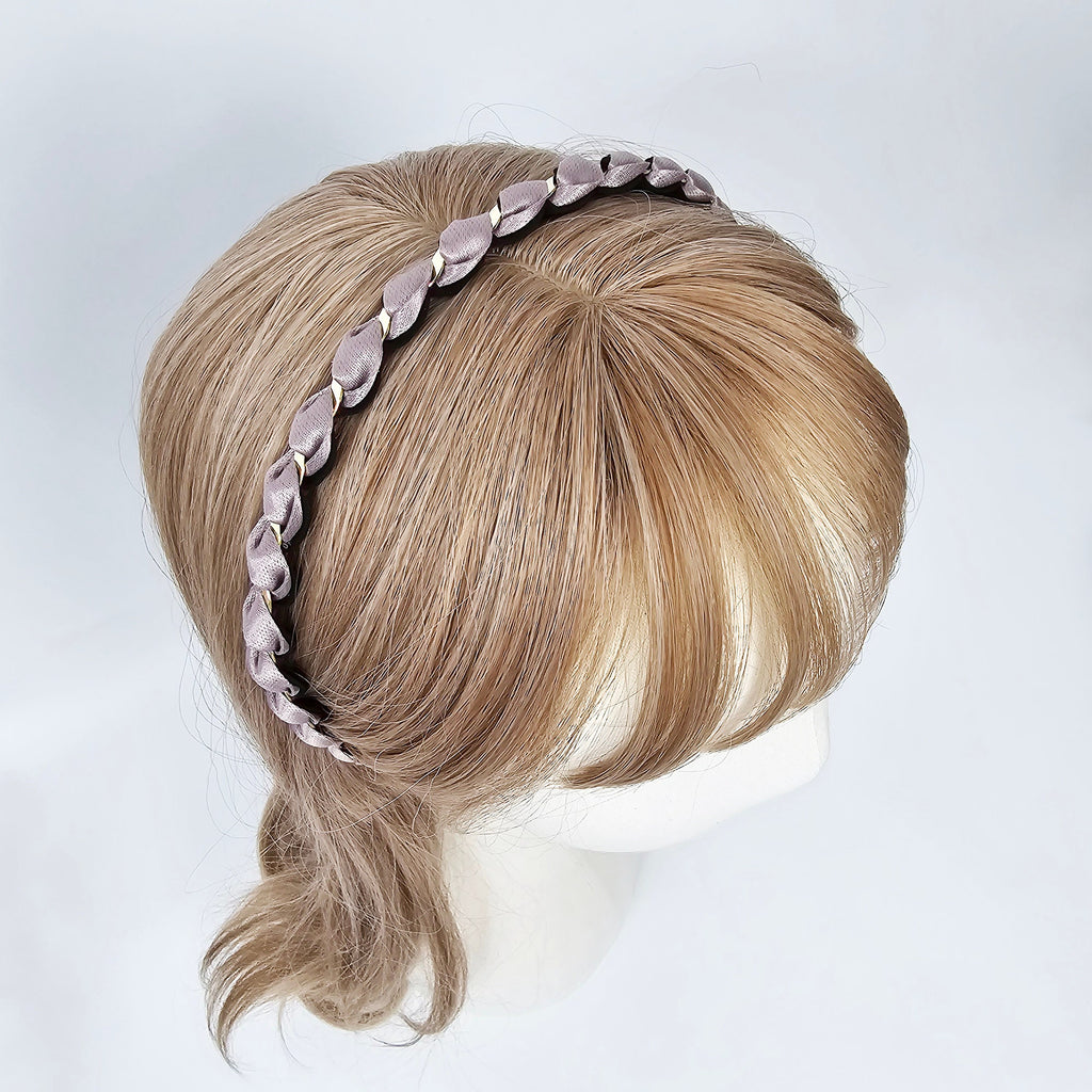 Daily Satin Gold Chain Twisted Thin Hairband (0.5 Inch) / Hair Accessories for Woman