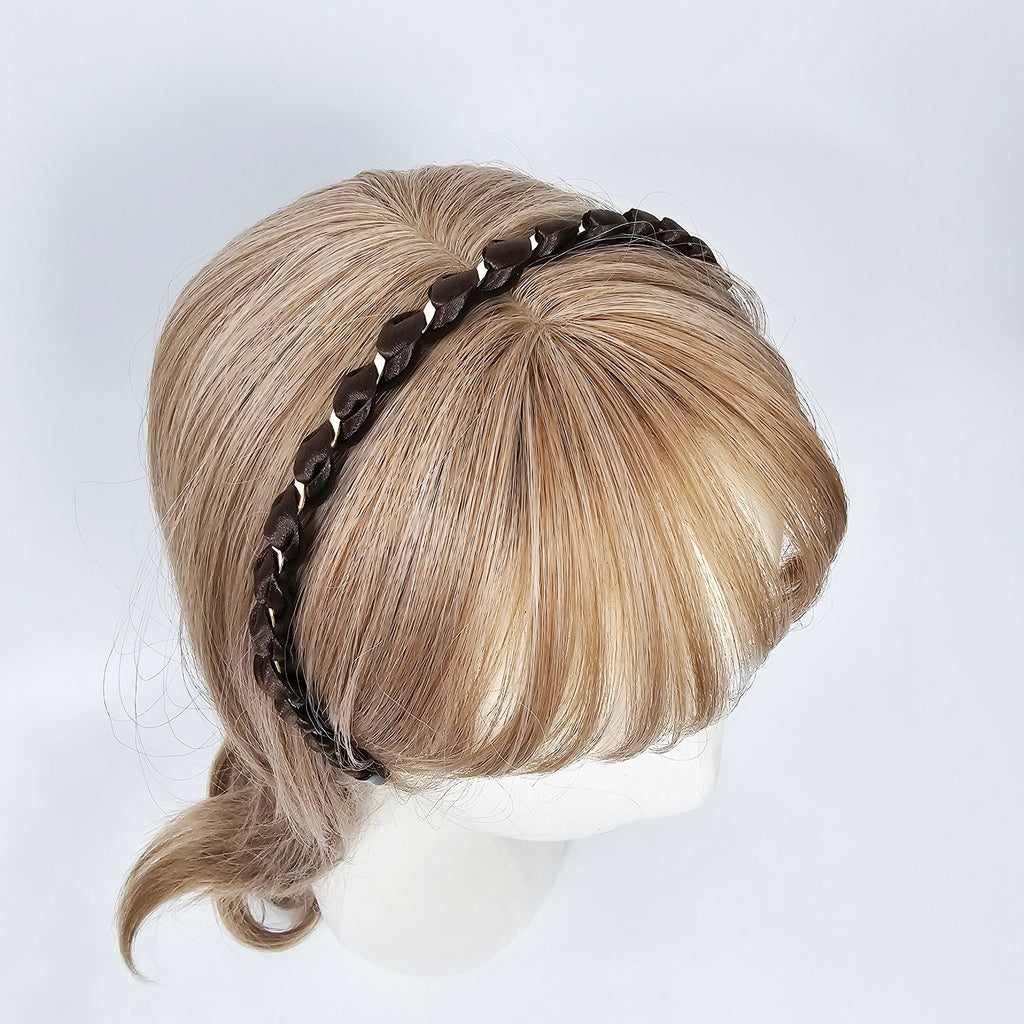 Daily Satin Gold Chain Twisted Thin Hairband (0.5 Inch) / Hair Accessories for Woman